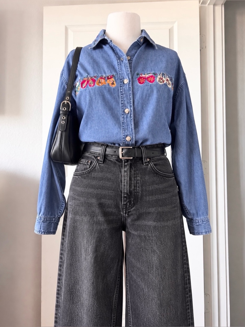 Vintage Solutions Casual Wear Christmas Denim 100% Cotton Shirt